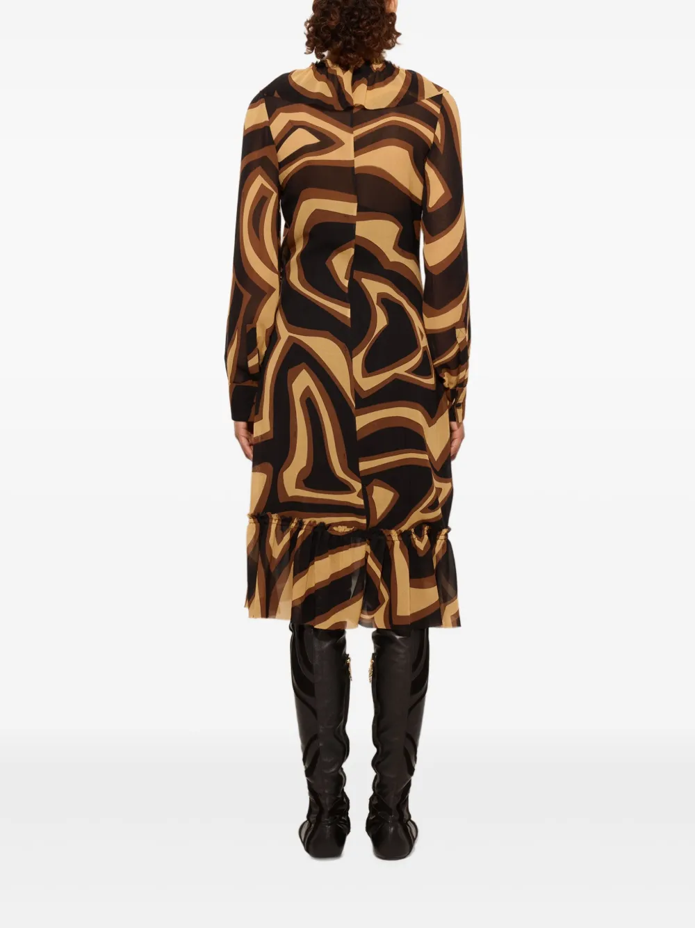 PUCCI Jurk met ruches en print Beige