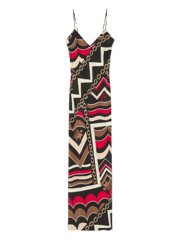 Pucci Istrice-print Long Dress in Black