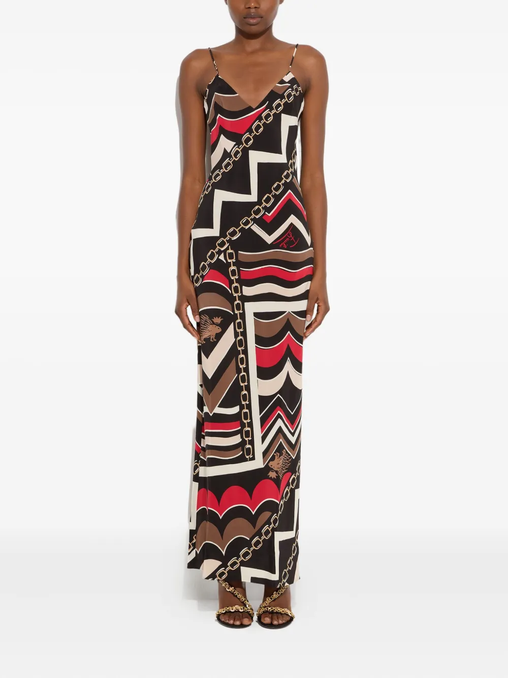PUCCI Istrice-print maxi dress - Zwart