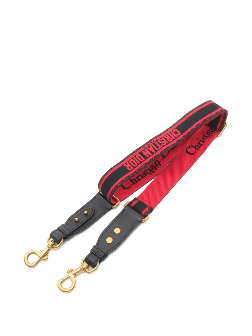 Pre-owned Dior Embroidered Leather Shoulder Strap In Red