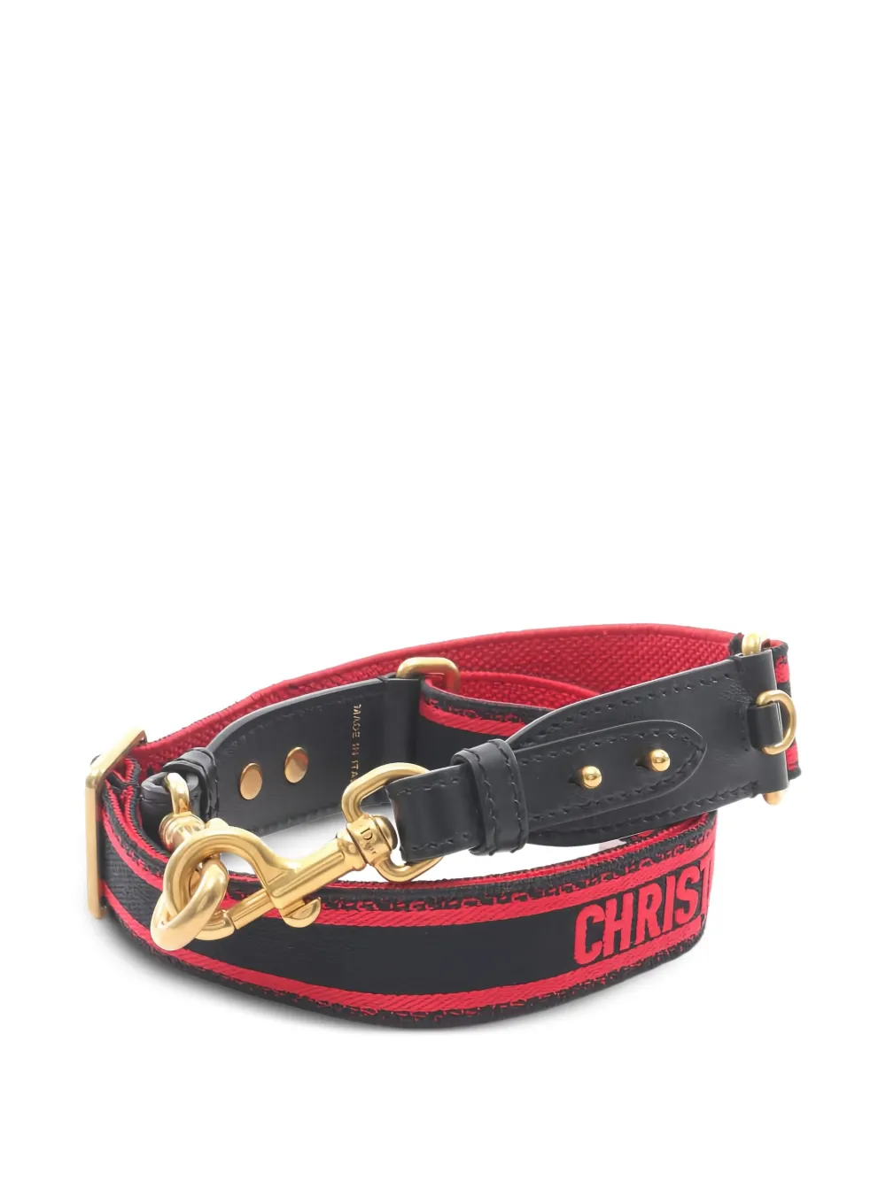 Pre-owned Dior Embroidered Leather Shoulder Strap In Red