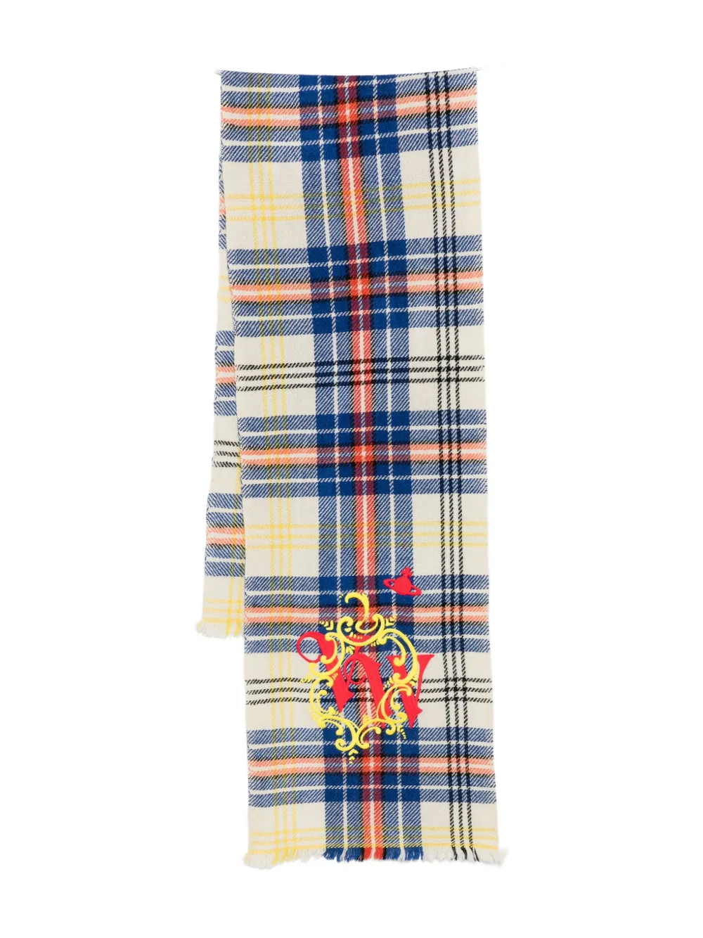 Vivienne Westwood Yak Scarf Ivory Yak Unisex In Blue