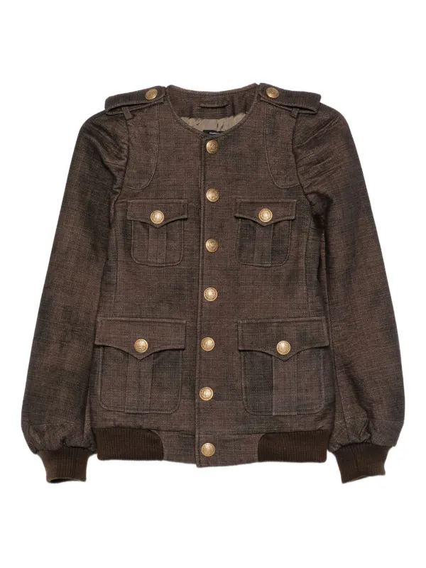 R13 Mélange-effect Multi-pocket Jacket in Brown