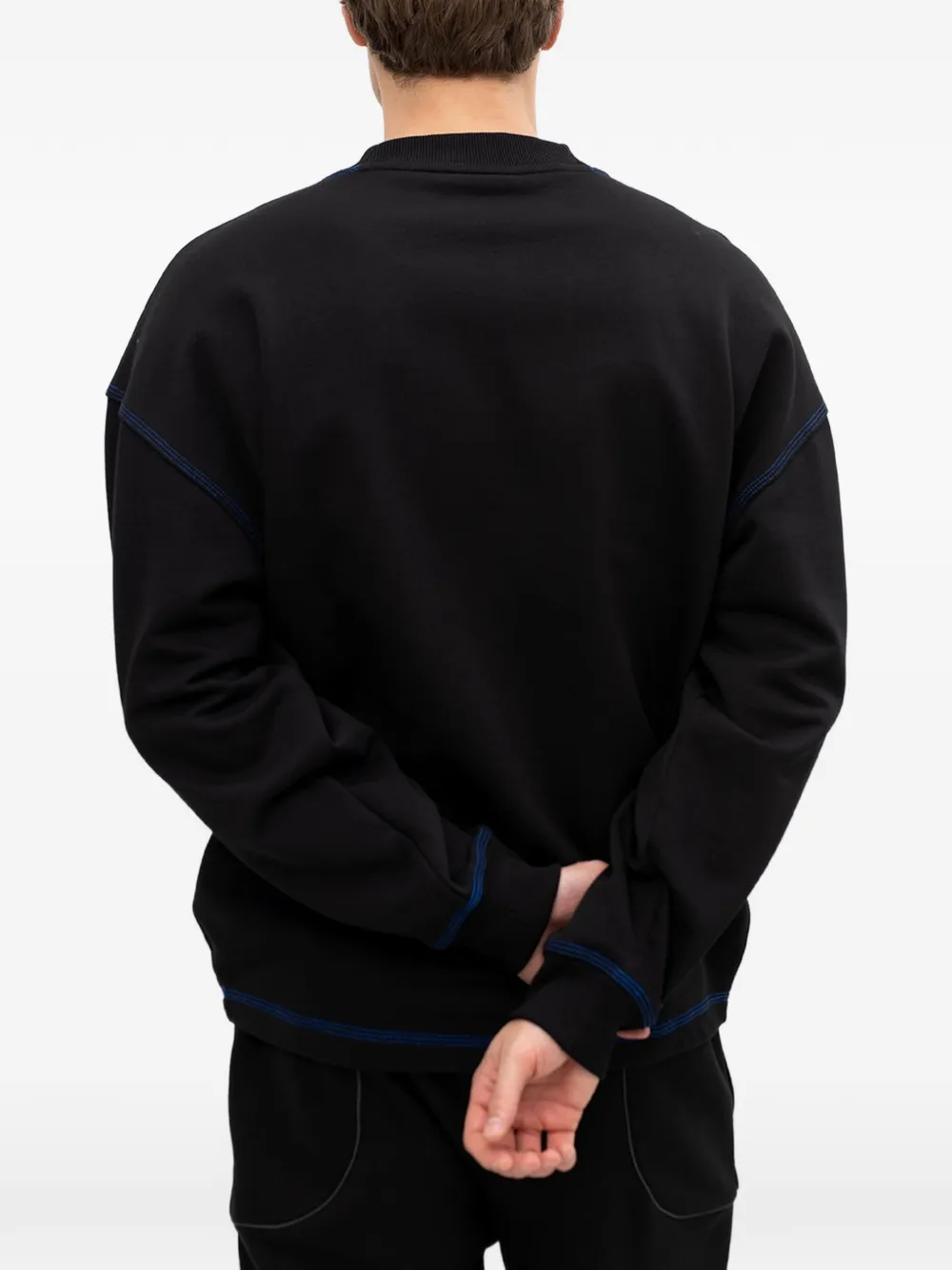 HUGO Sweater met geborduurd logo en contrasterend stiksel Zwart