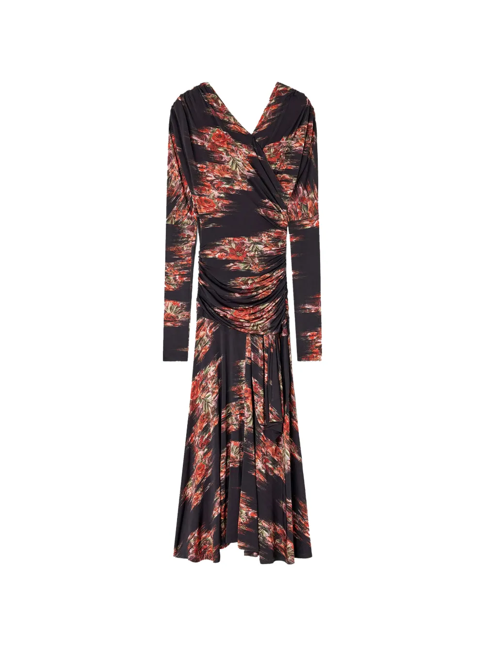 GANNI floral-print ruched dress - Black