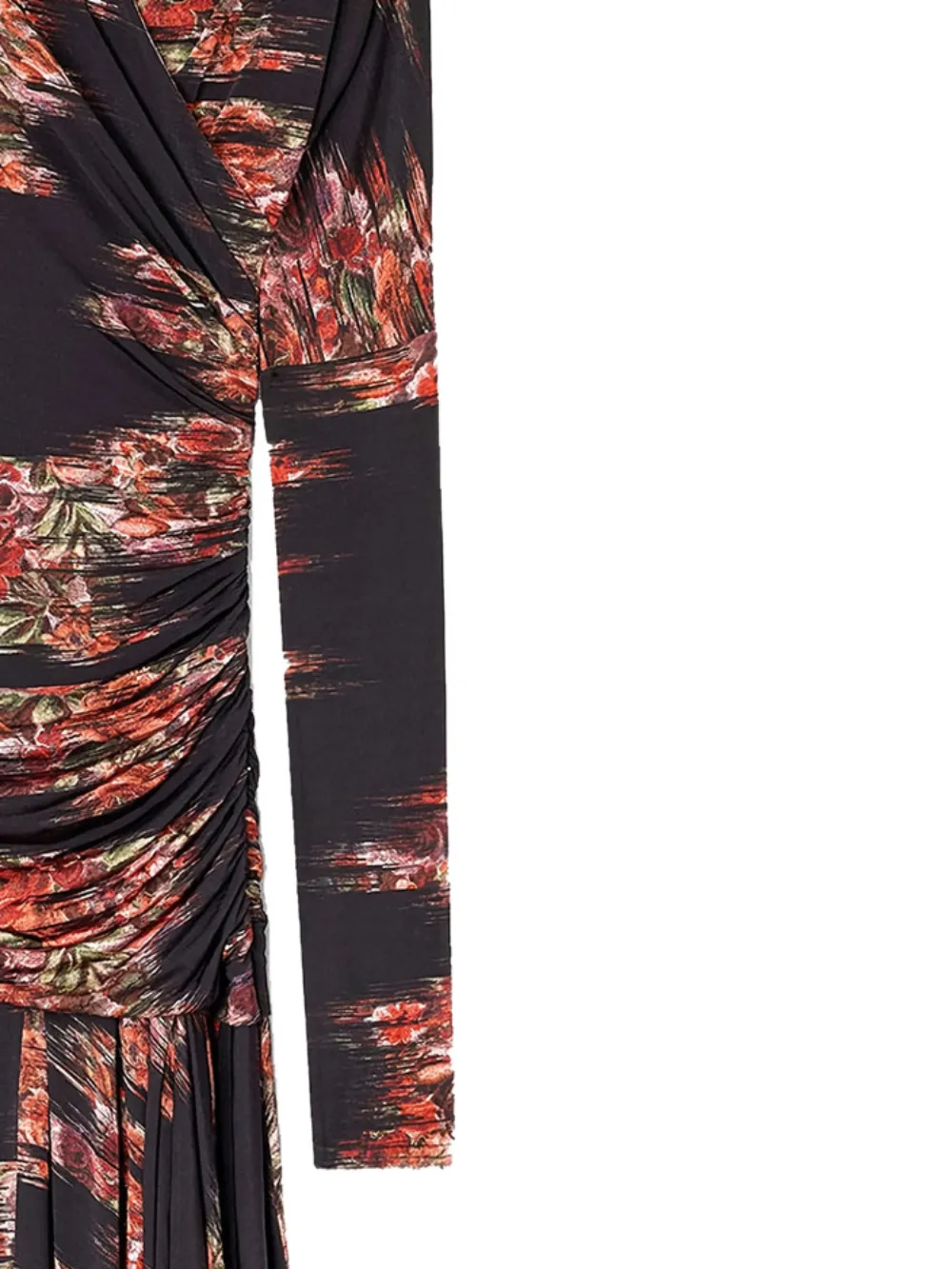 GANNI floral-print ruched dress - Zwart