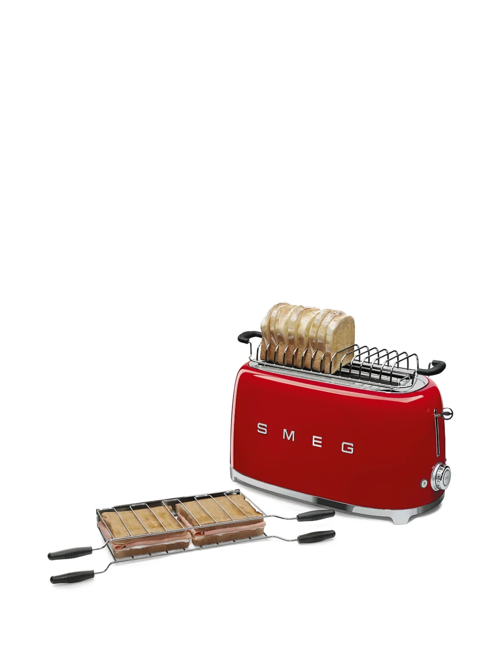 Smeg Dial Control Plissé Two-toaster In Red