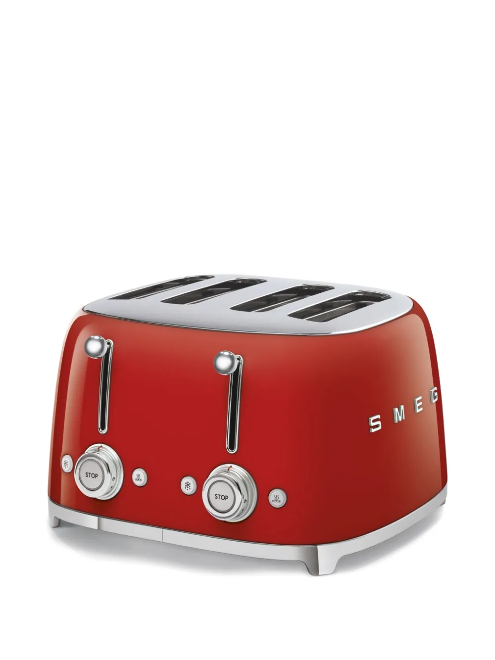 Smeg Knob Detailing Plissé Four-toaster In Red
