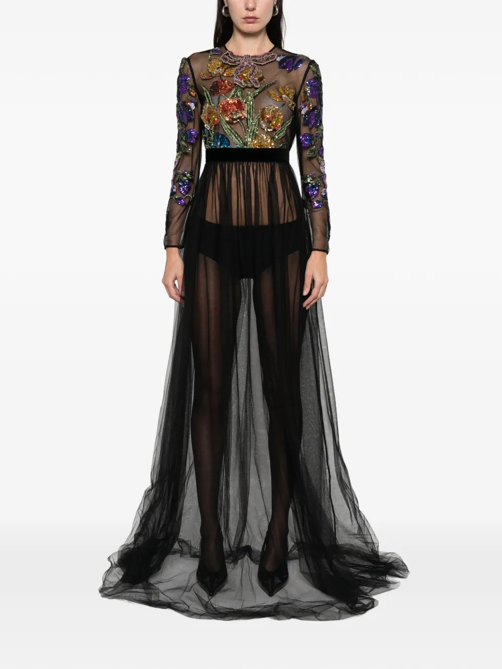 Gucci Pre-Owned 2020s jurk met bloemenprint en pailletten - Zwart