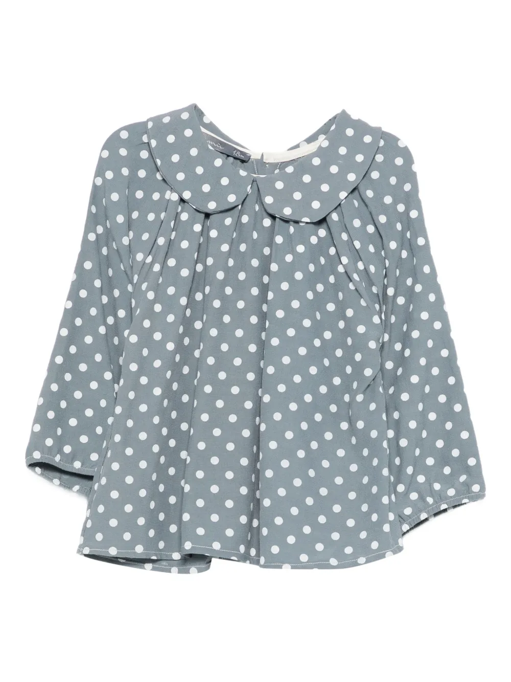 Minimu' Polka Dot Collared Top In Gray