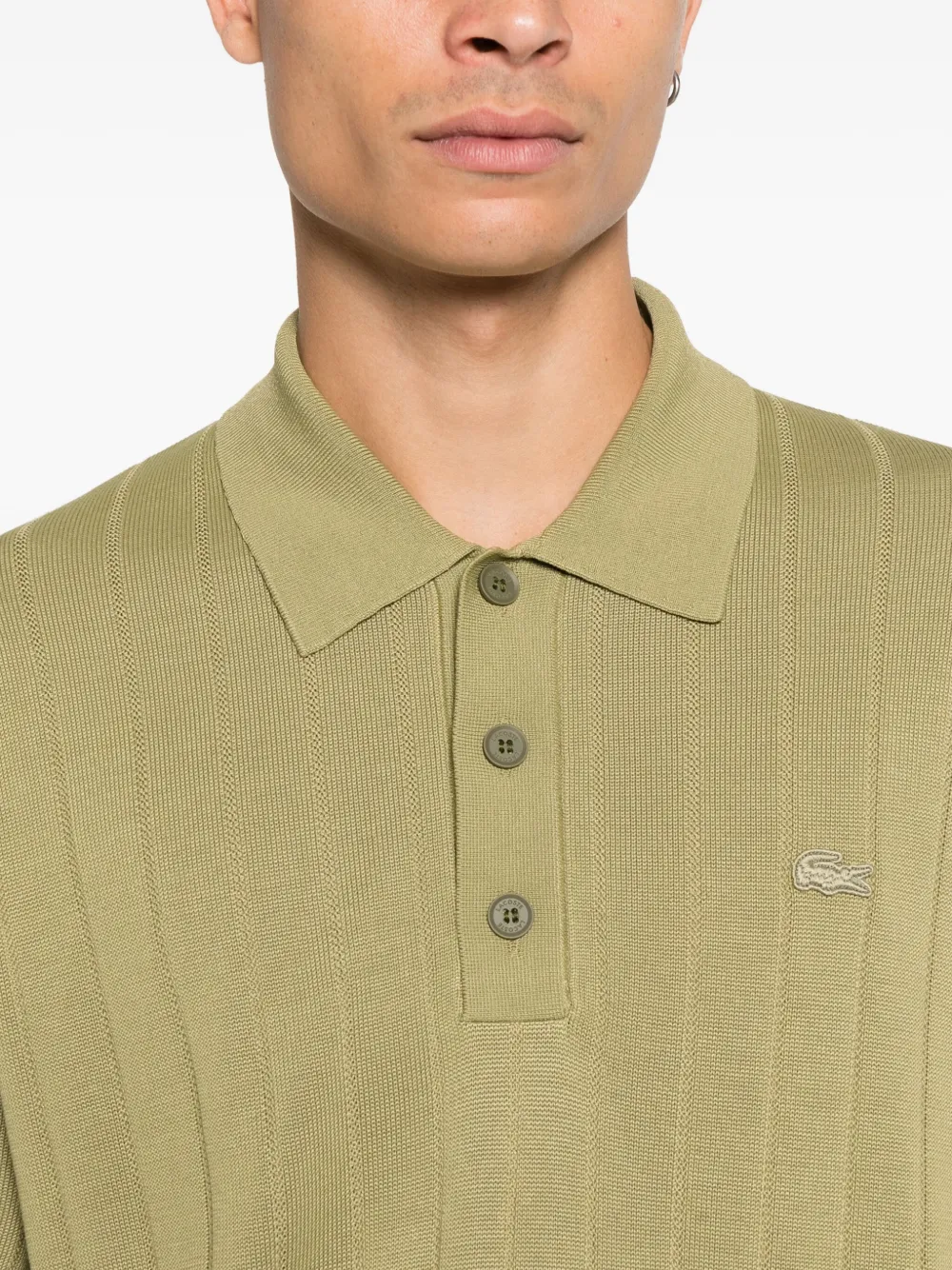 Lacoste Geribbeld poloshirt met knopen Groen