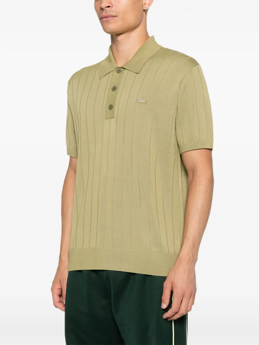 Lacoste Geribbeld poloshirt met knopen Groen