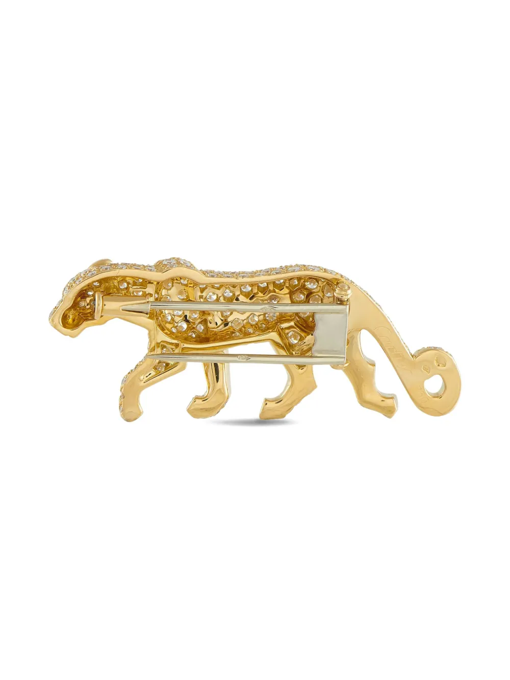 Pre-owned Cartier 18k Yellow Gold Panthère Diamond Brooch