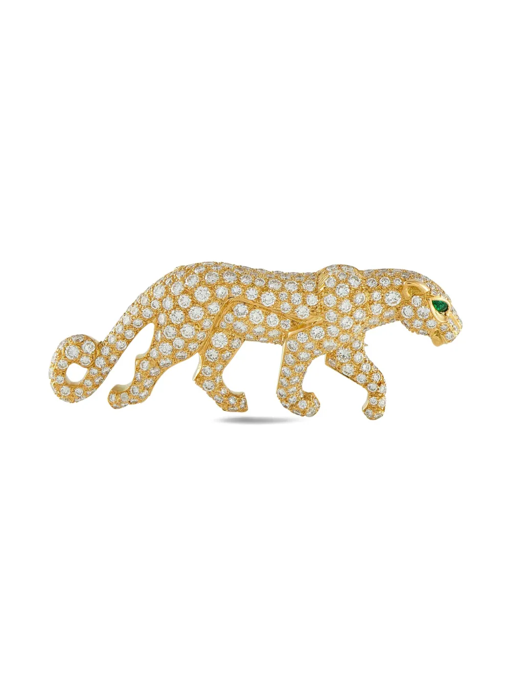 Pre-owned Cartier 18k Yellow Gold Panthère Diamond Brooch