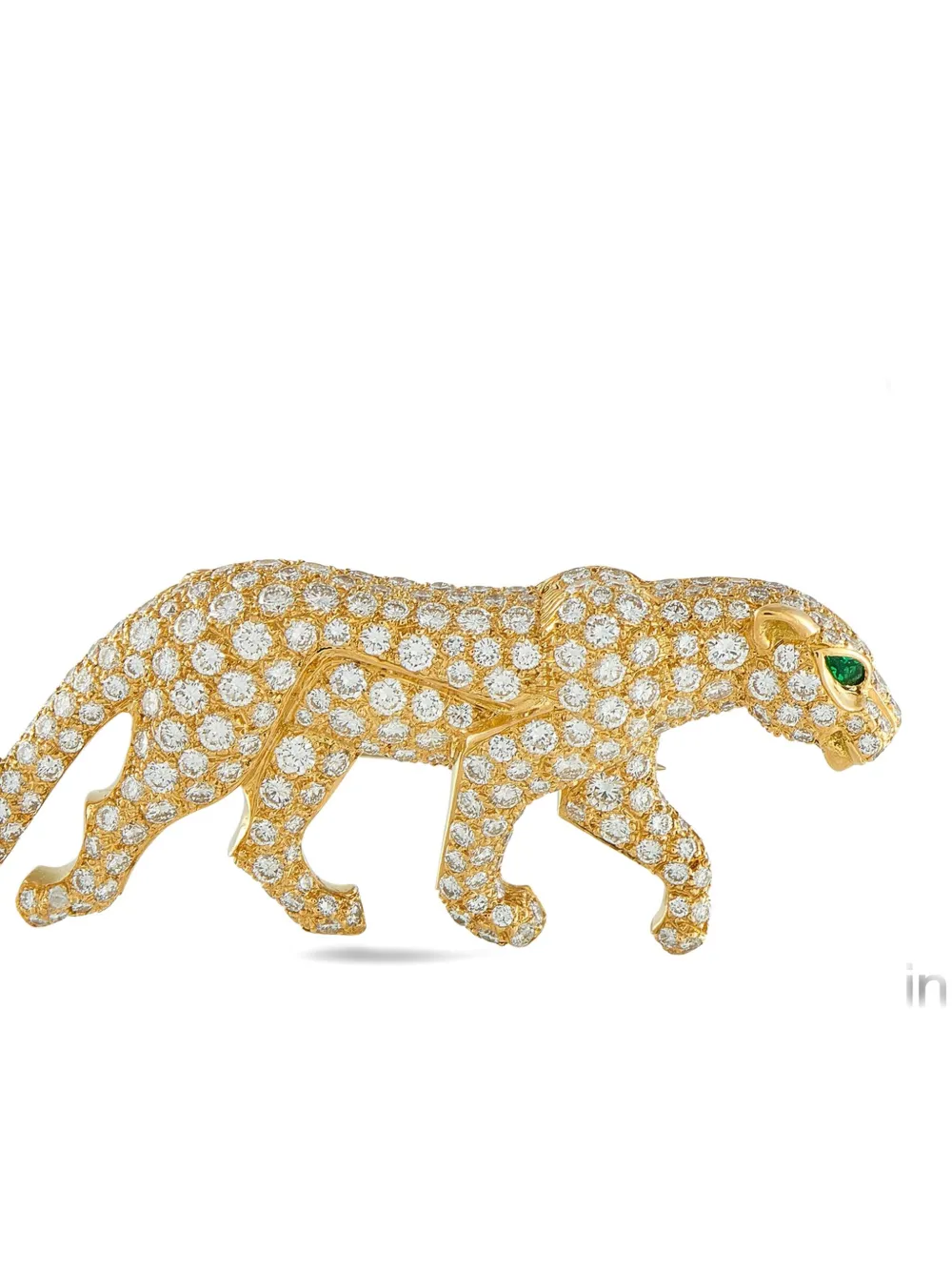Pre-owned Cartier 18k Yellow Gold Panthère Diamond Brooch