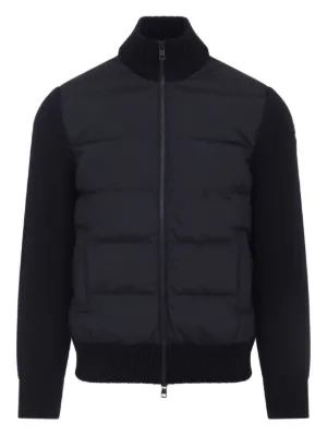 Moncler Knit Detail Padded Jacket | Blue | FARFETCH UK