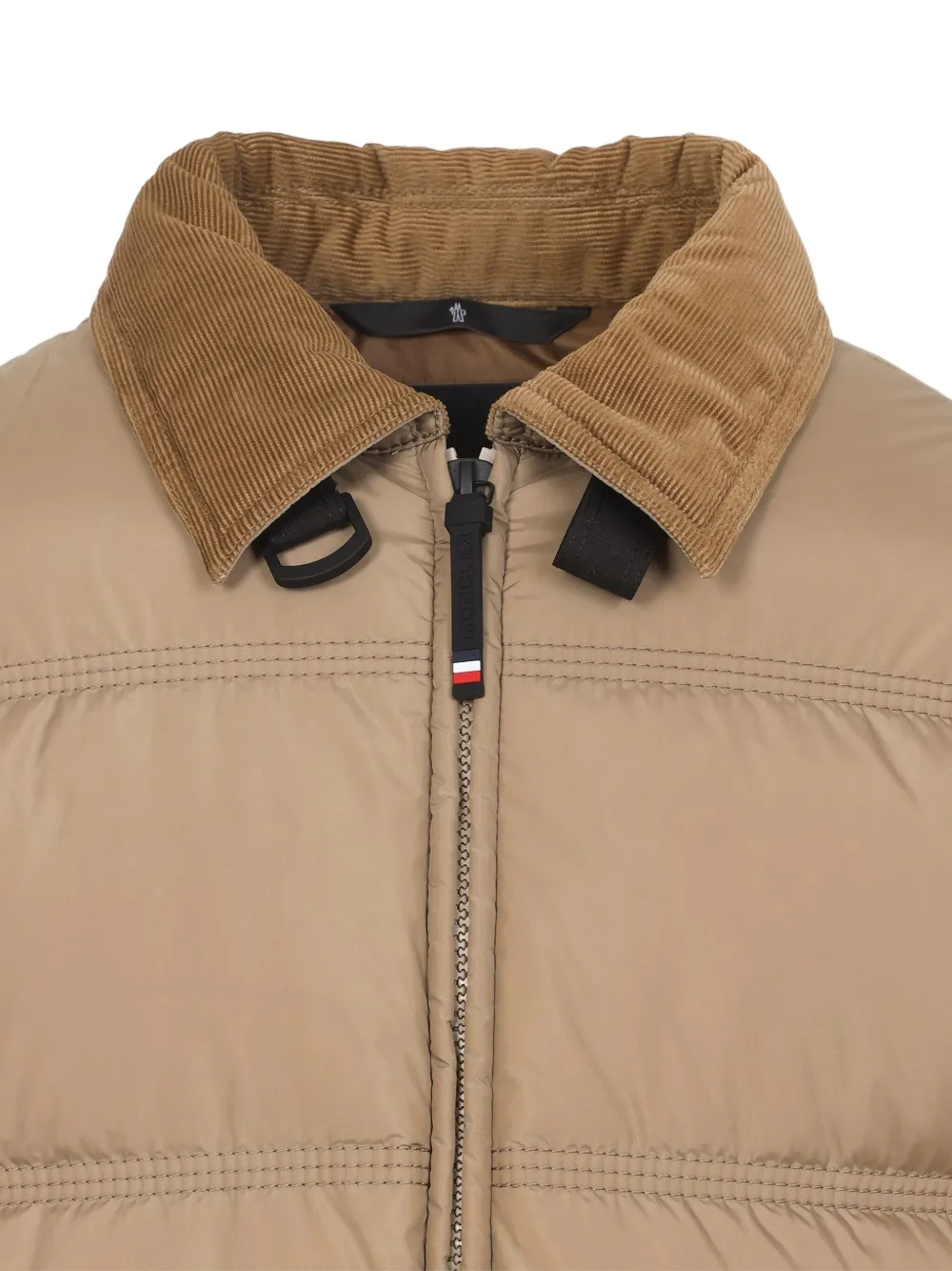 Moncler Grenoble Gewatteerd jack met ribfluwelen kraag Beige