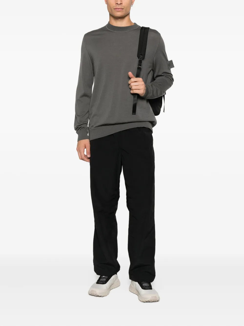Stone Island Sweater met logopatch - Grijs
