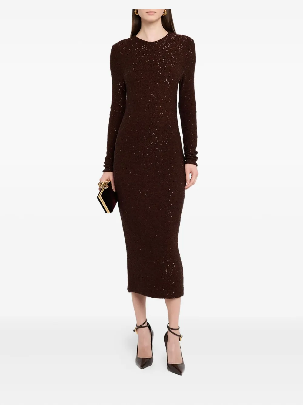 Fabiana Filippi sequin-embellished midi dress - Bruin