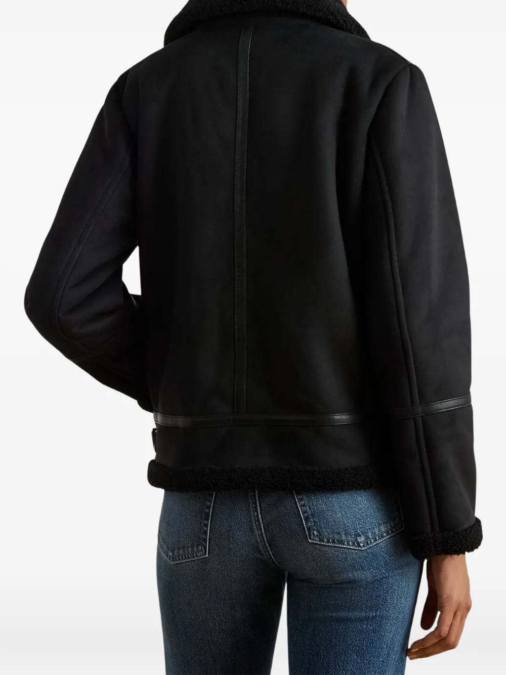 Ralph Lauren Shearling Zip-up Jacket In Black