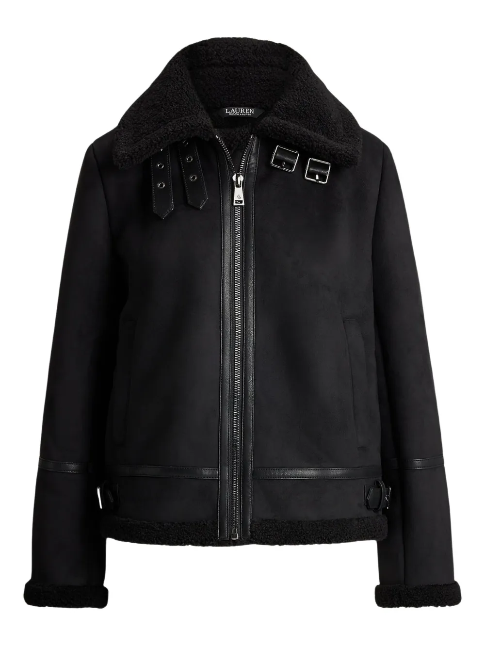 Ralph Lauren Shearling Zip-up Jacket In Black