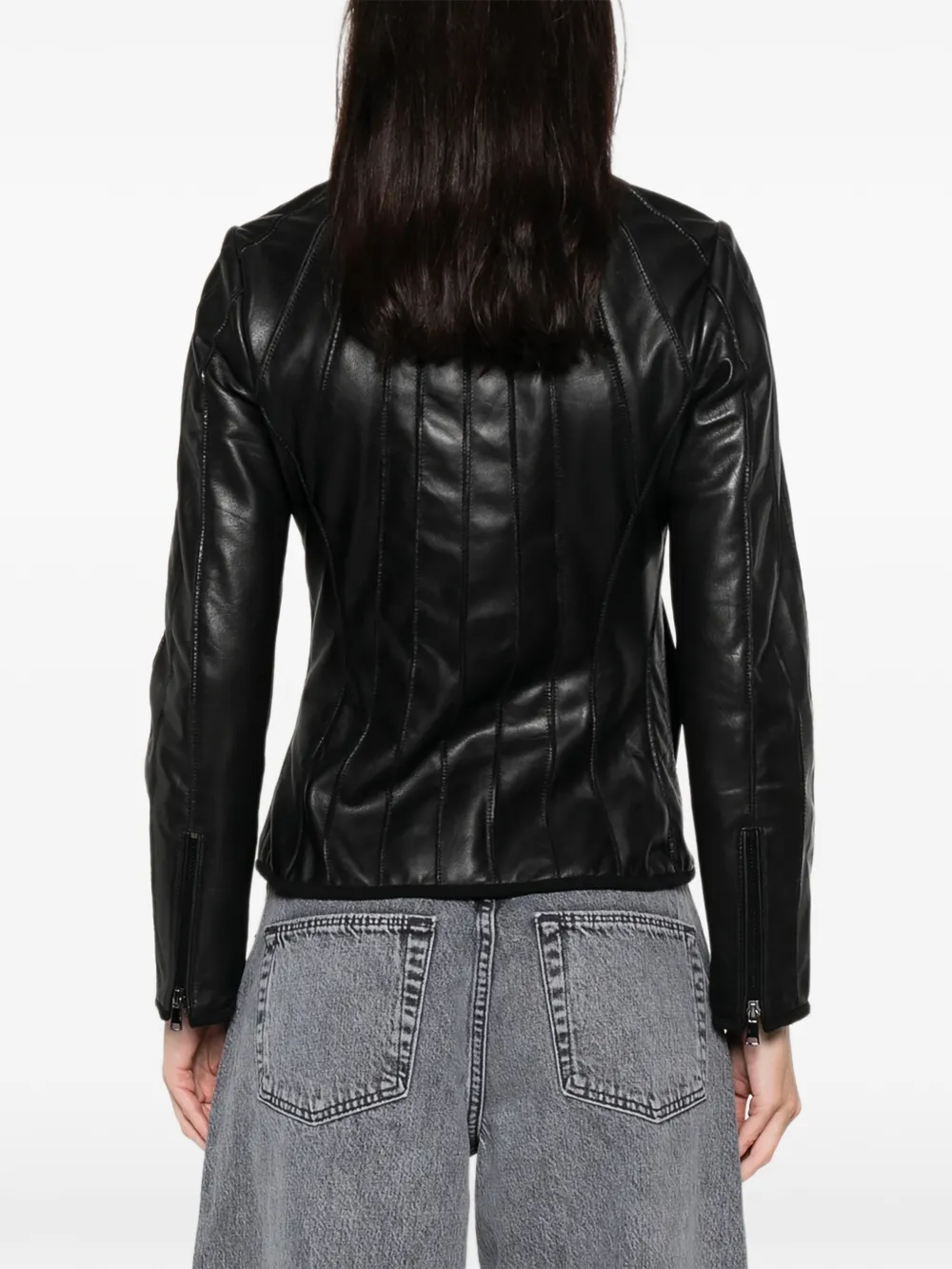 The Jackie Leathers Galaxia Zip Leather Jacket In Black