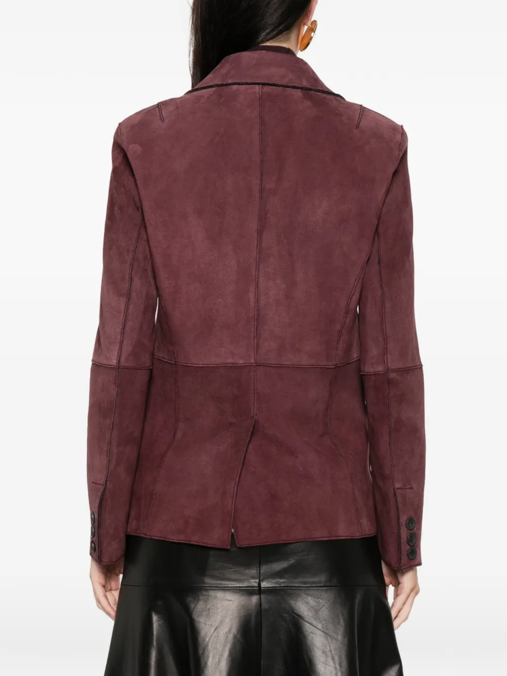The Jackie Leathers Bahia Pocket Leather Jacket In Burgundy