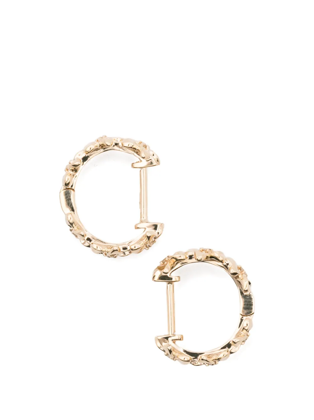  Sydney Evan Tiny Plumeria Diamond Huggie Hoops - Gold 
