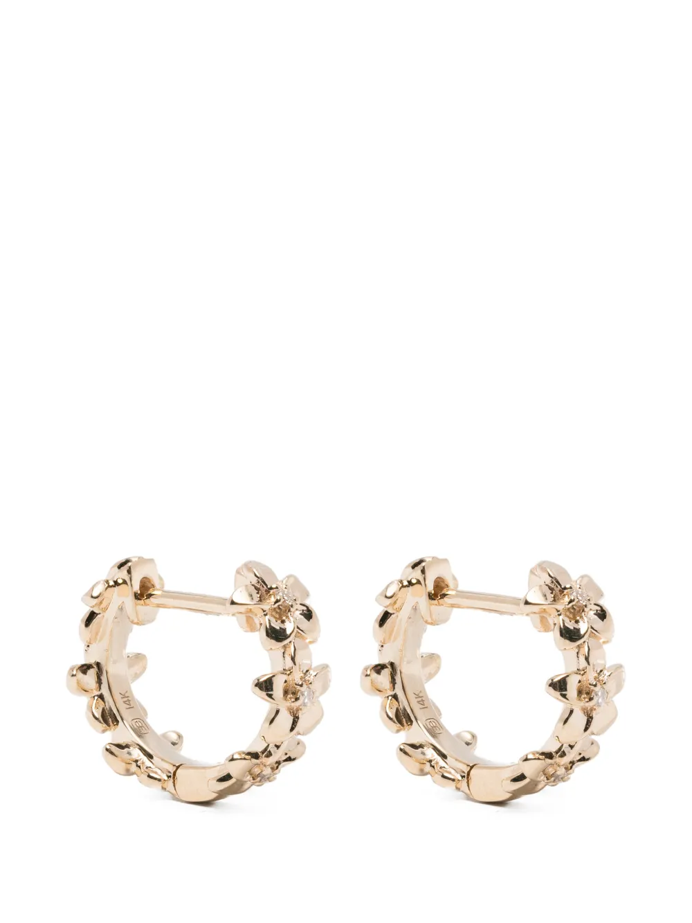 Sydney Evan tiny Plumeria diamond huggie hoops - Oro