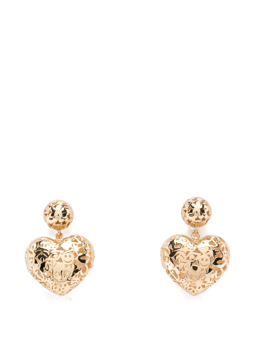 Sydney Evan Wallpaper Heart Hängeohrringe mit Perlen - Gold