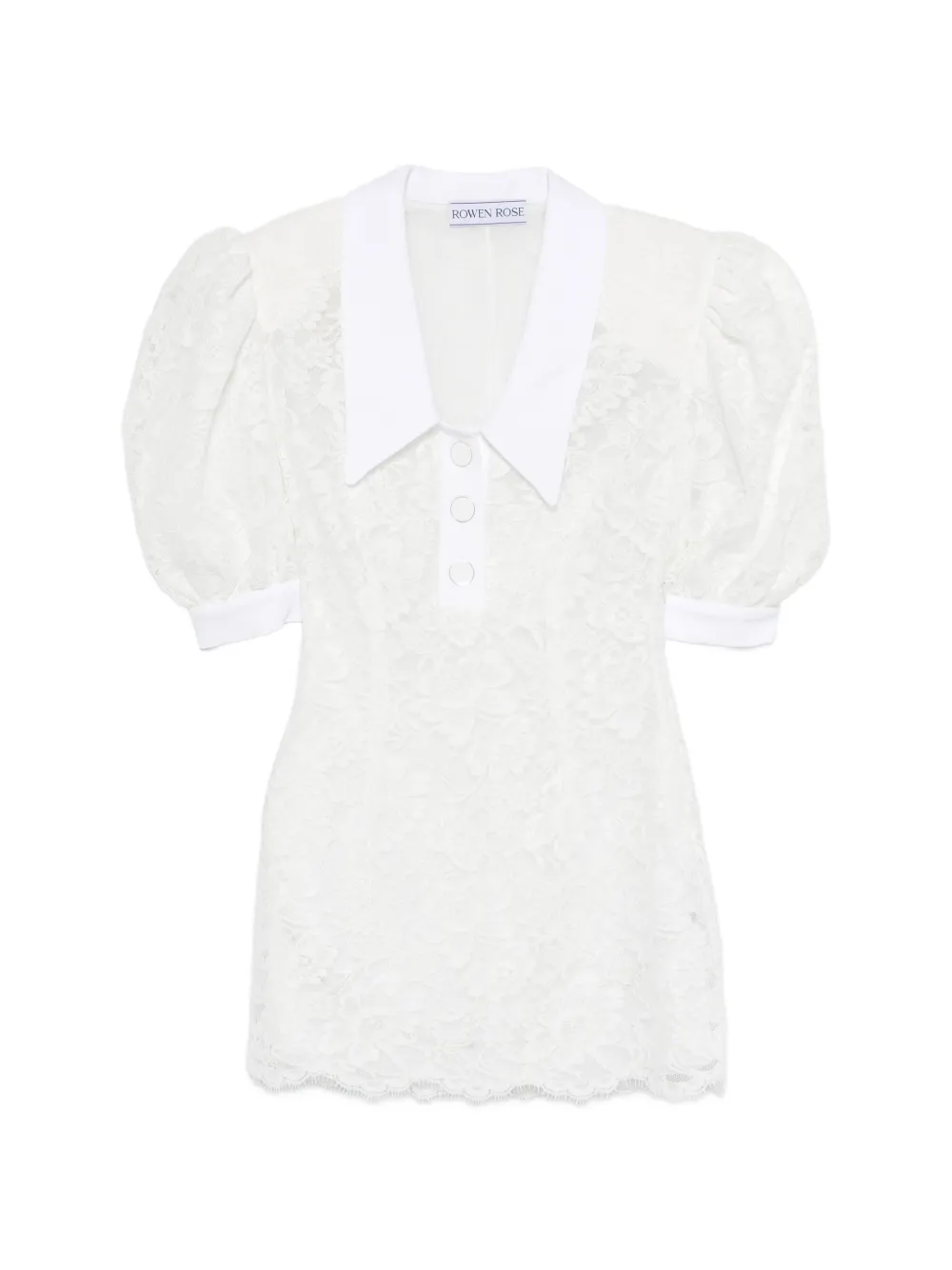 Rowen Rose puffy-sleeves polo mini dress - Bianco