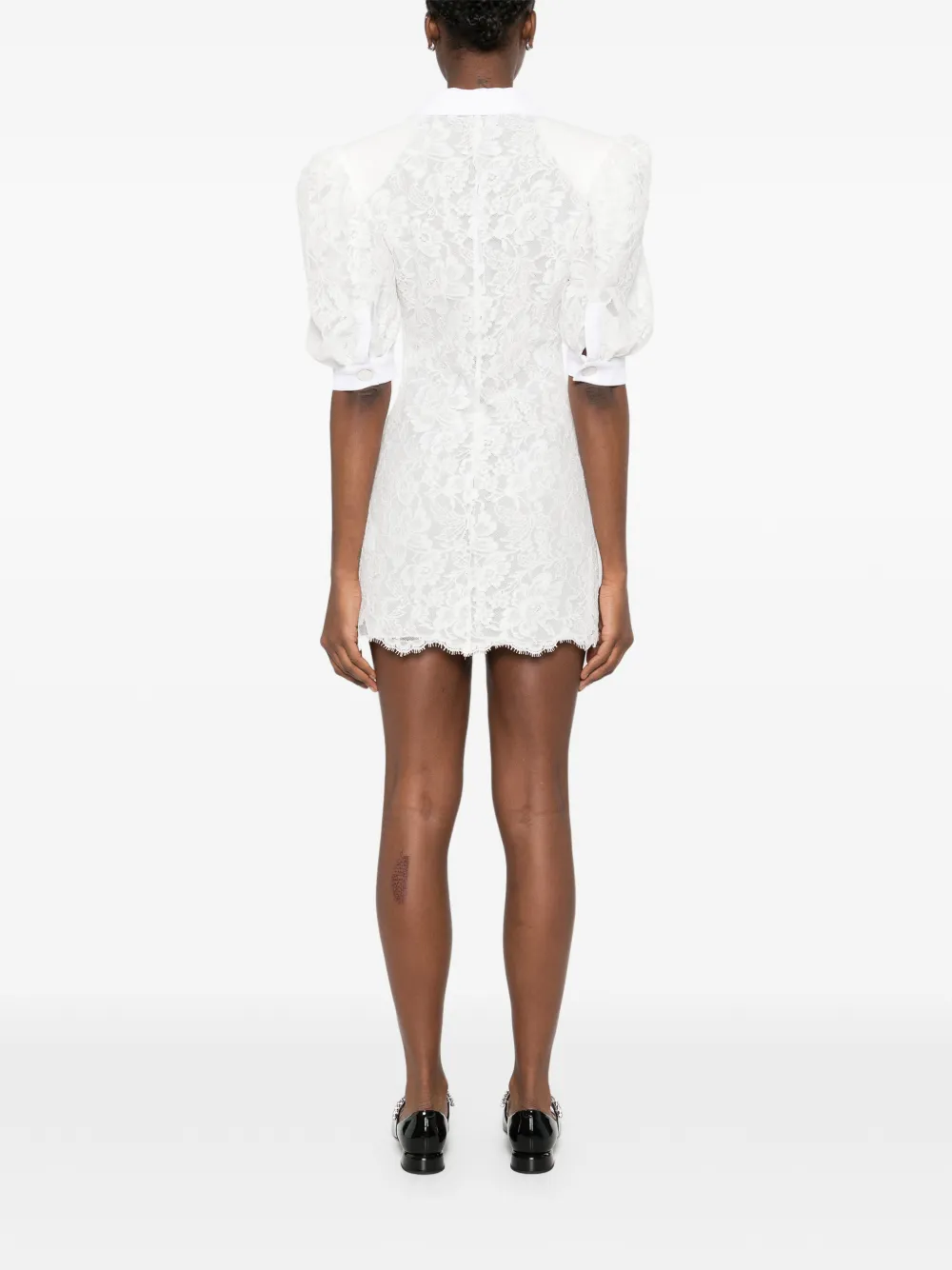 Rowen Rose Mini-polojurk met pofmouwen Wit