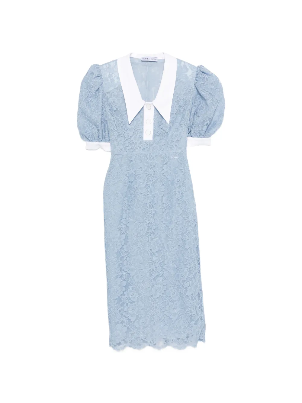 Rowen Rose puffy-sleeves lace midi dress - Blu