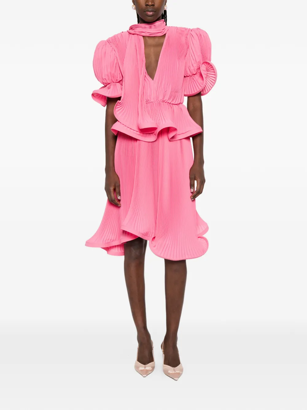  Rowen Rose Pleated Puffy Blouse - Pink 