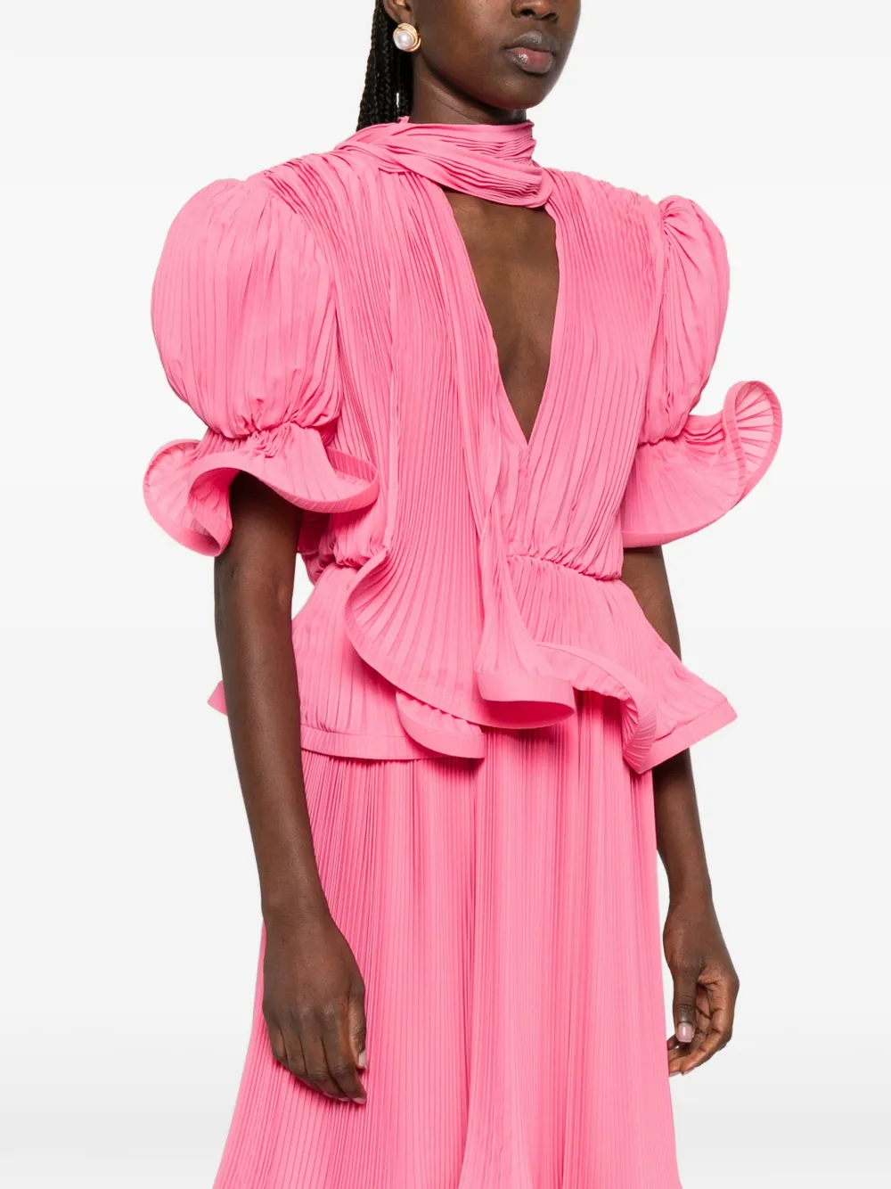  Rowen Rose Pleated Puffy Blouse - Pink 