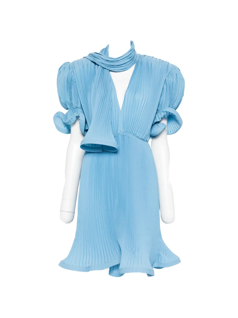 Rowen Rose pleated puffy-sleeve midi dress - Blu