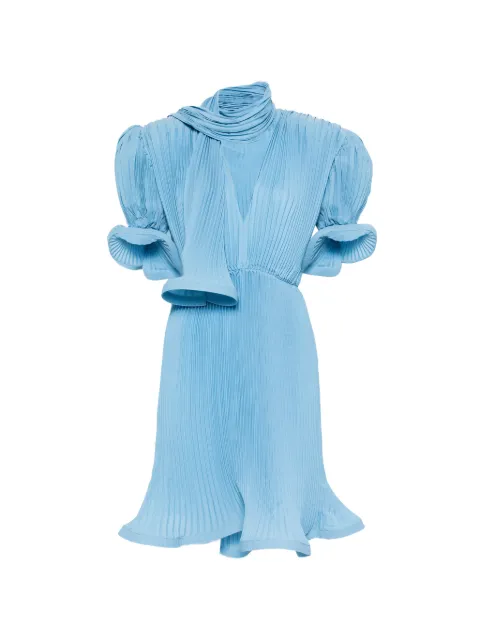 Rowen Rose pleated puffy-sleeve midi dress