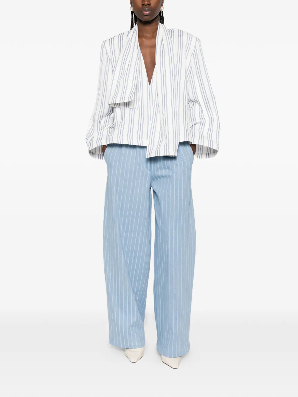 Rowen Rose Blouse met sjaal-detail Wit