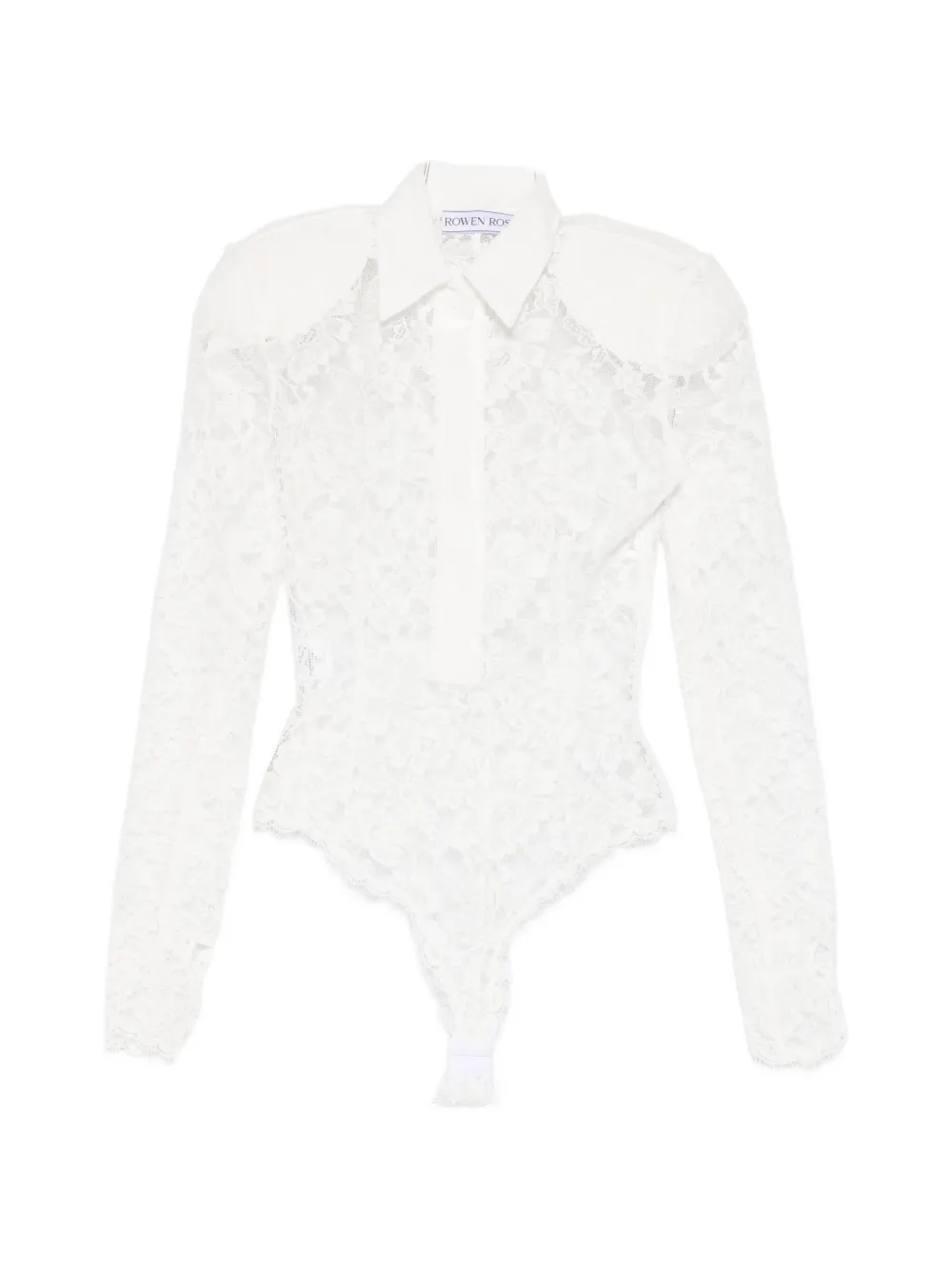 Rowen Rose lace long-sleeve bodie - Bianco