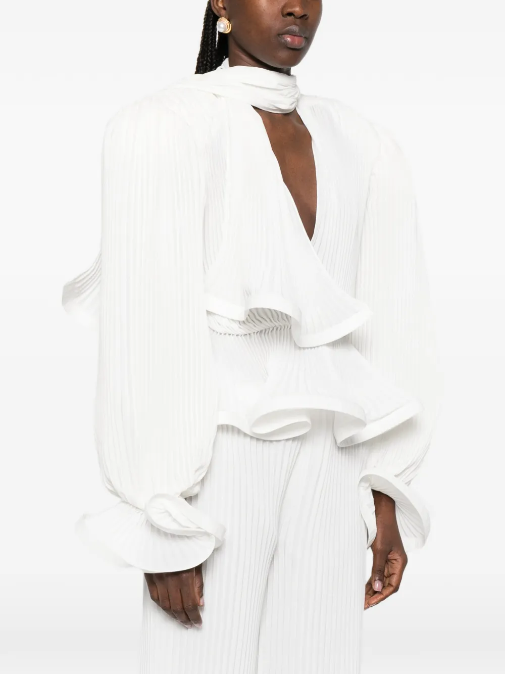  Rowen Rose V-neck Blouse - White 