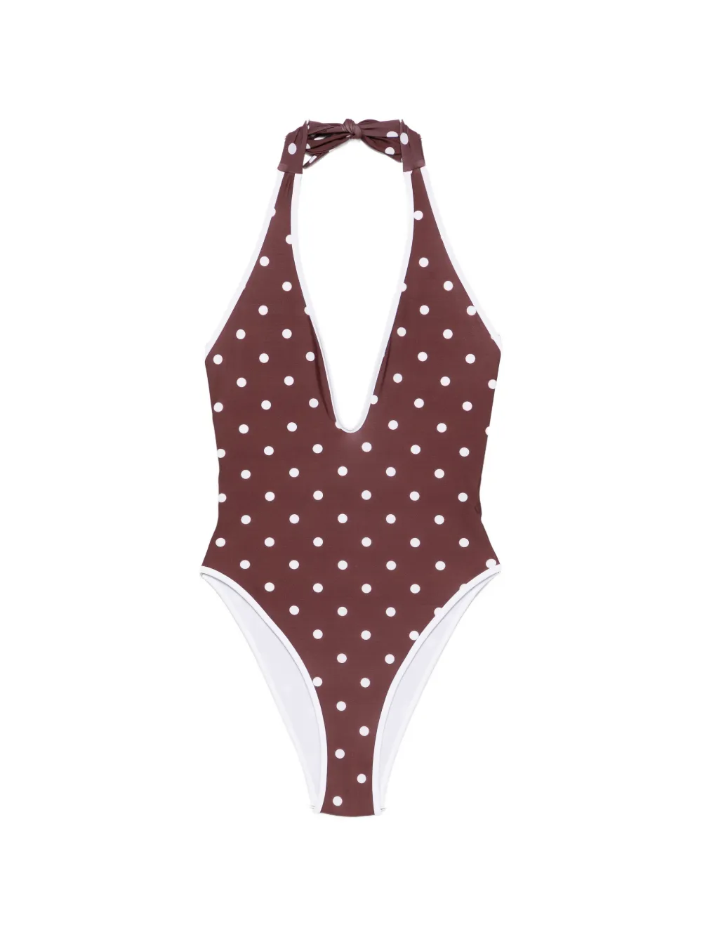 Rowen Rose V-neck polka dot swimsuit - Marrone