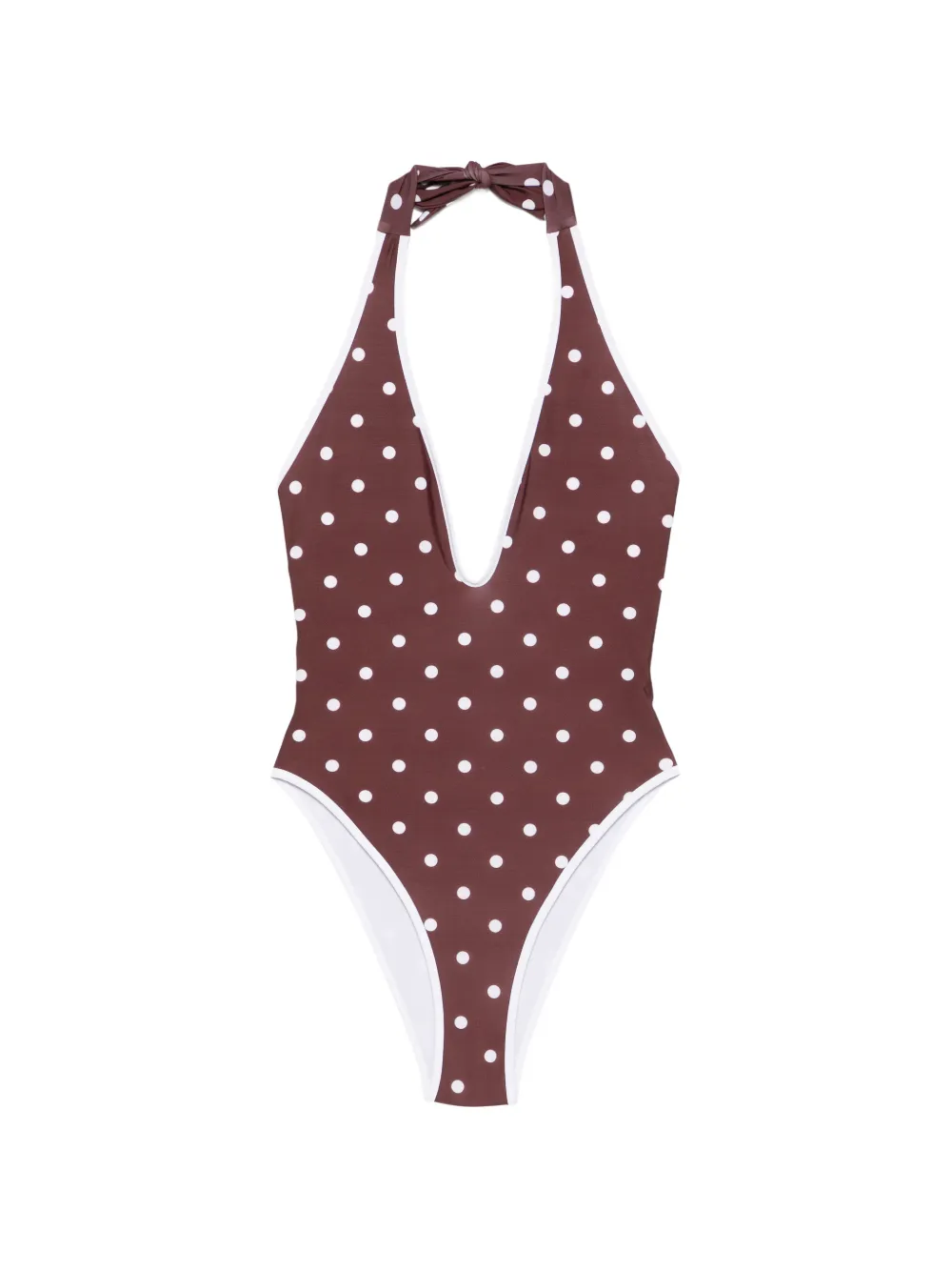 Rowen Rose V-neck polka dot swimsuit - Marrone