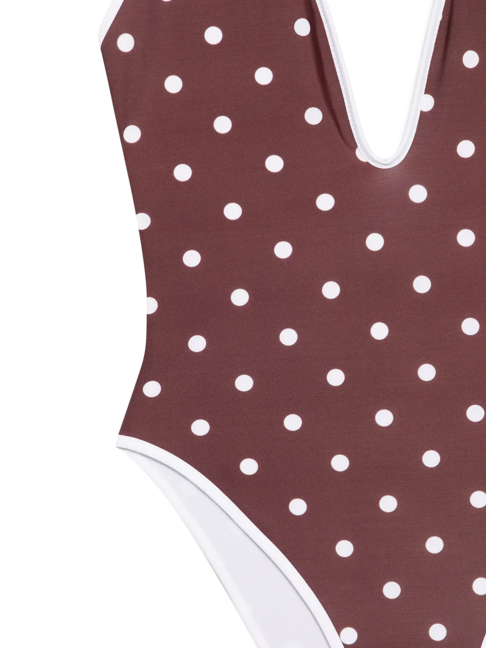  Rowen Rose V-neck Polka Dot Swimsuit - Brown 