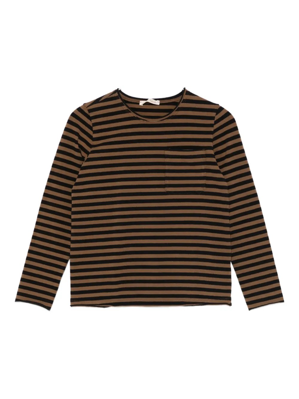 Zhoe & Tobiah Striped Pocket T-shirt In Brown