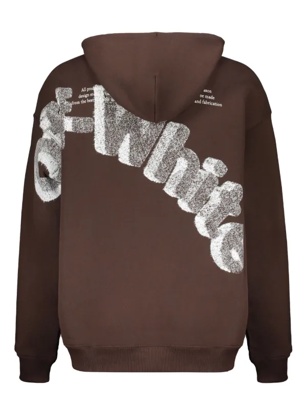 Off-White logo-print Hoodie | Brown | FARFETCH