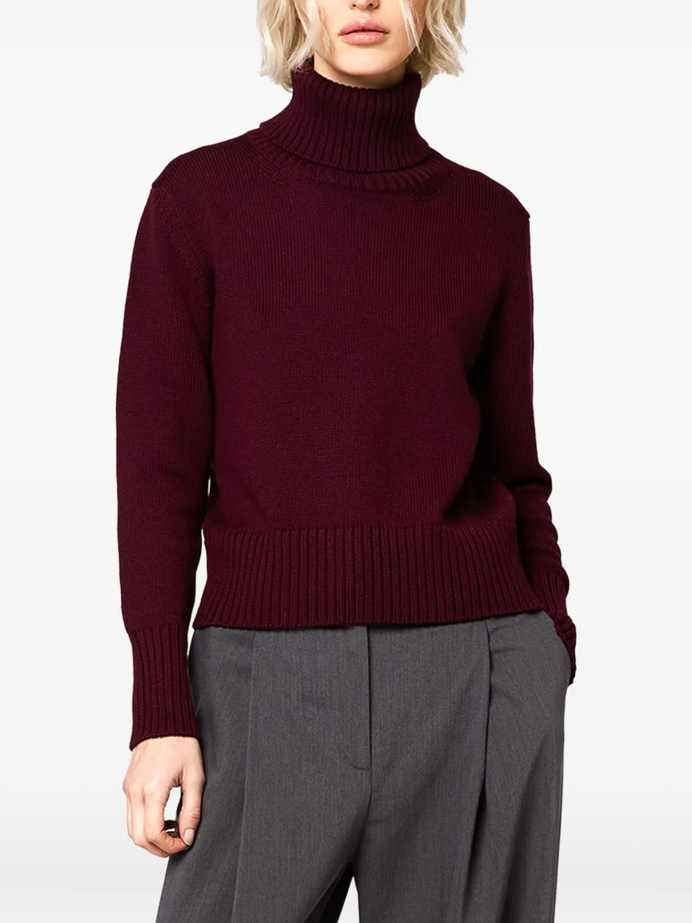 Alpha Studio Turtleneck Long-sleeves Sweater In Red