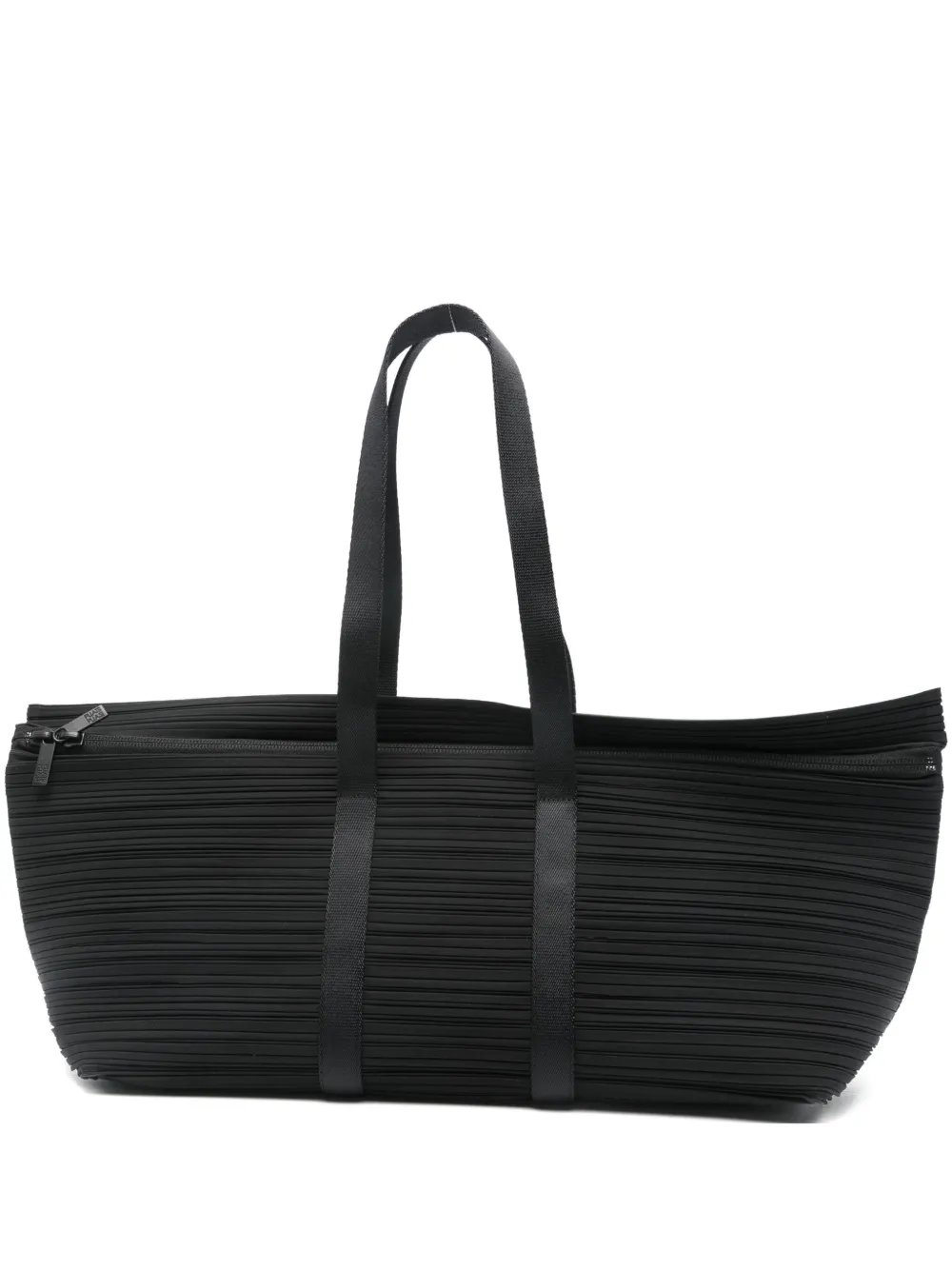 Issey Miyake Pleated Zip Tote Bag In Black