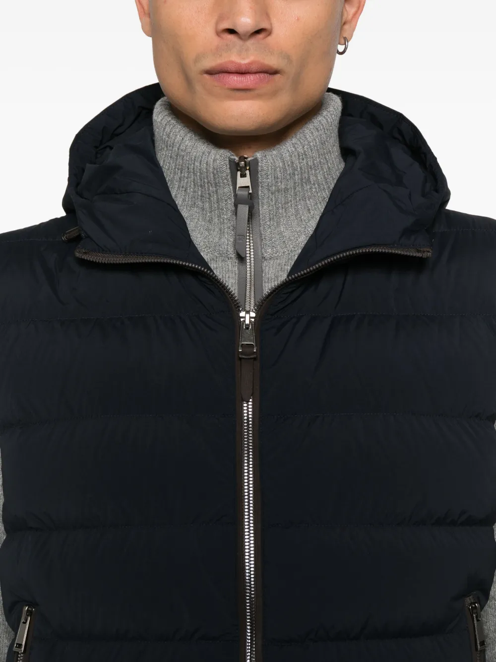 BOSS Bodywarmer met capuchon en rits Blauw