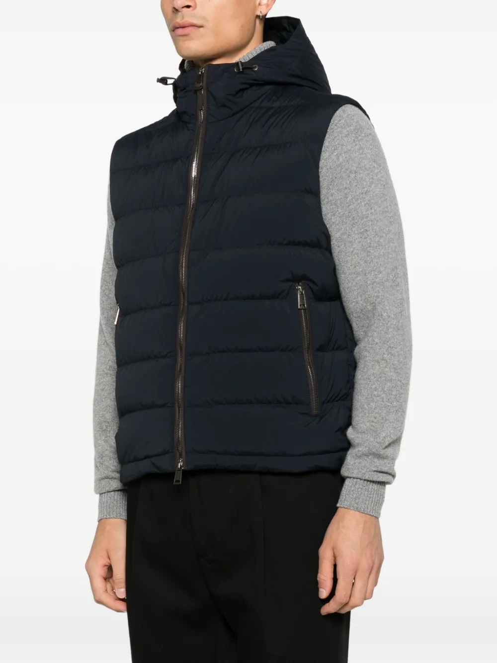 BOSS Bodywarmer met capuchon en rits Blauw