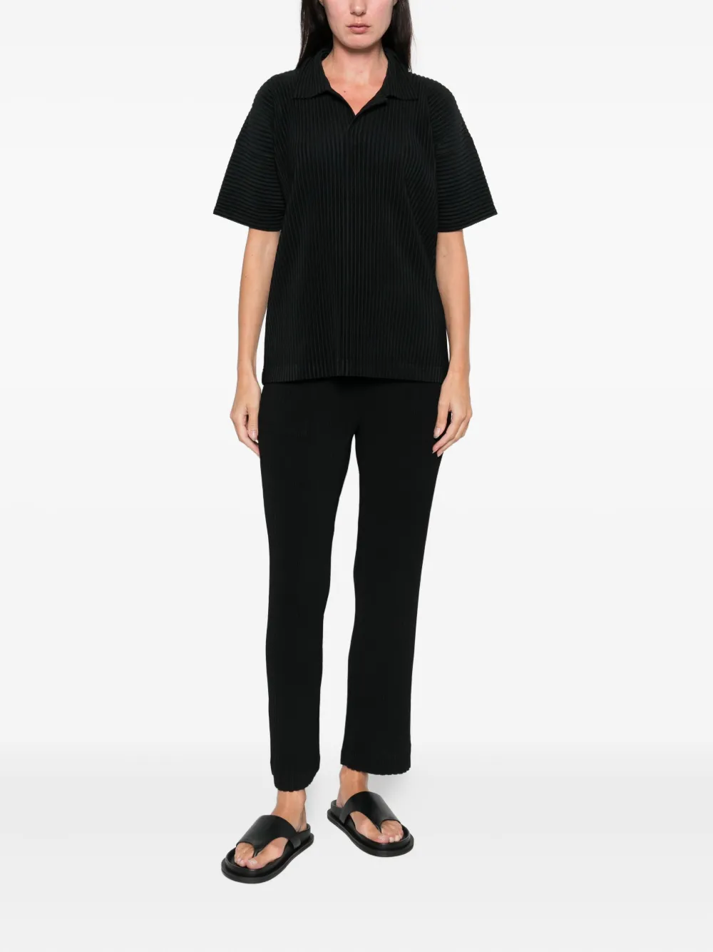 Issey Miyake Hatching trousers - Zwart